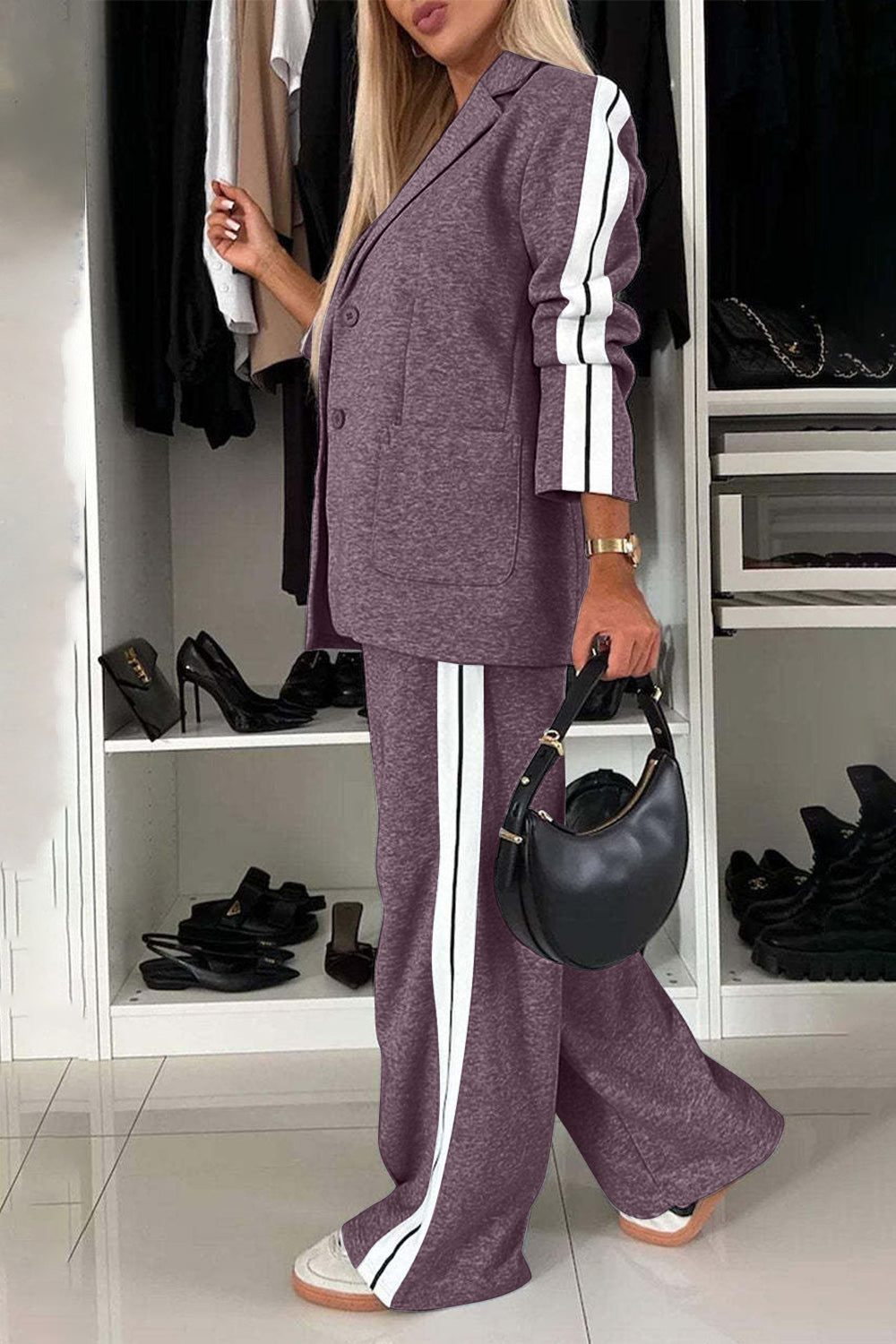Casually Business Side Stripe Suit