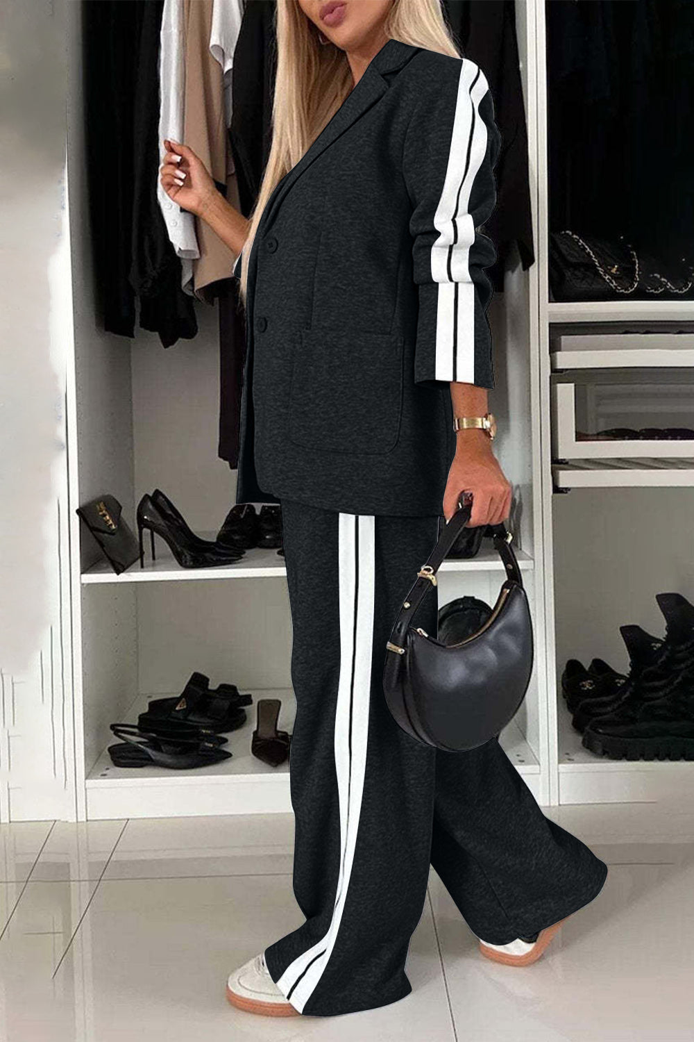 Casually Business Side Stripe Suit