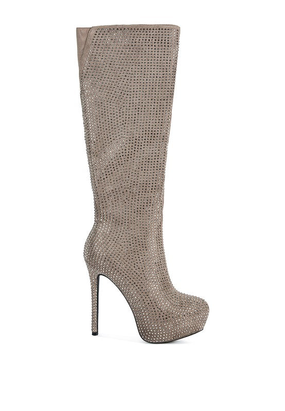 Rhinestone Embellished Stiletto Boots