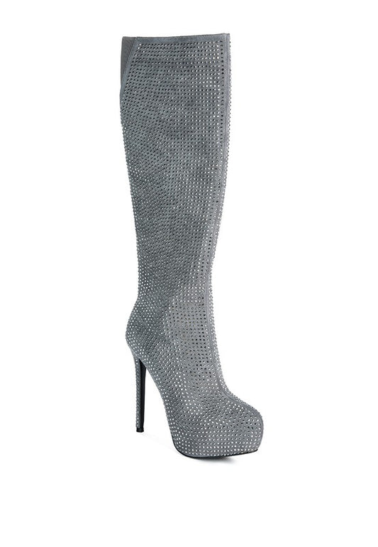 Rhinestone Embellished Stiletto Boots