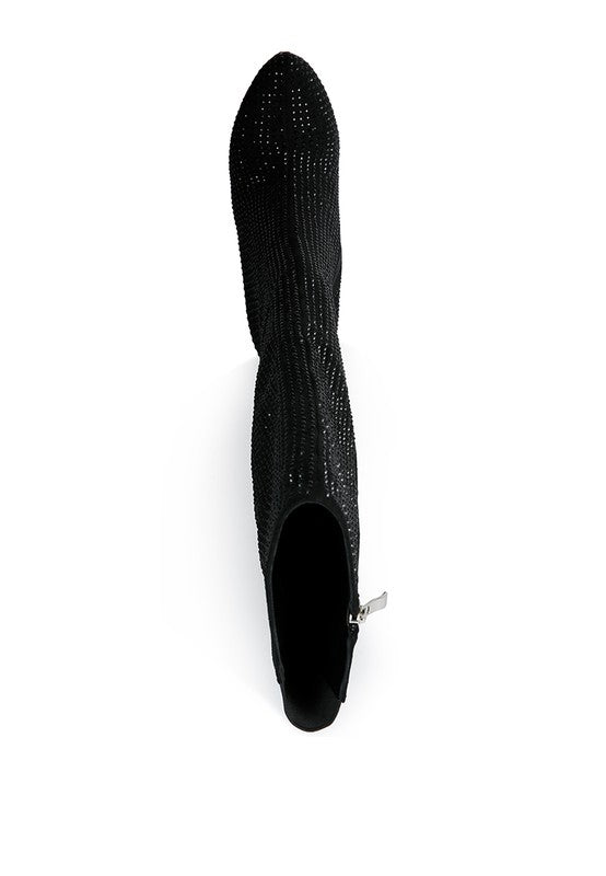 Rhinestone Embellished Stiletto Boots
