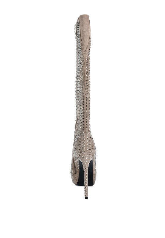 Rhinestone Embellished Stiletto Boots