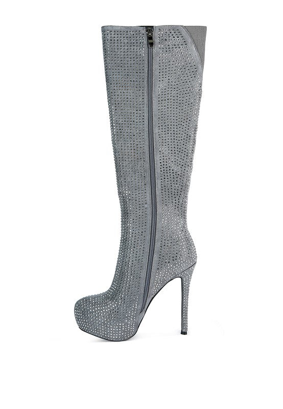 Rhinestone Embellished Stiletto Boots