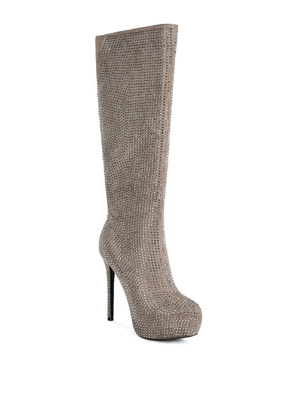 Rhinestone Embellished Stiletto Boots