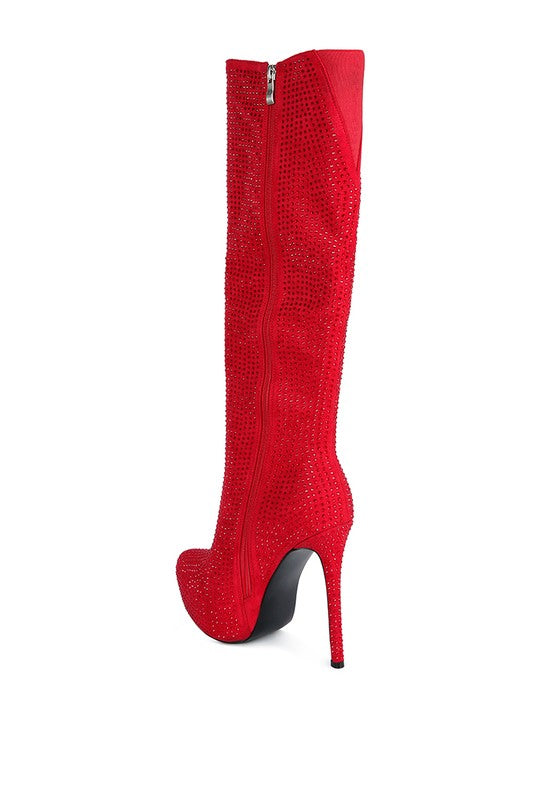Rhinestone Embellished Stiletto Boots