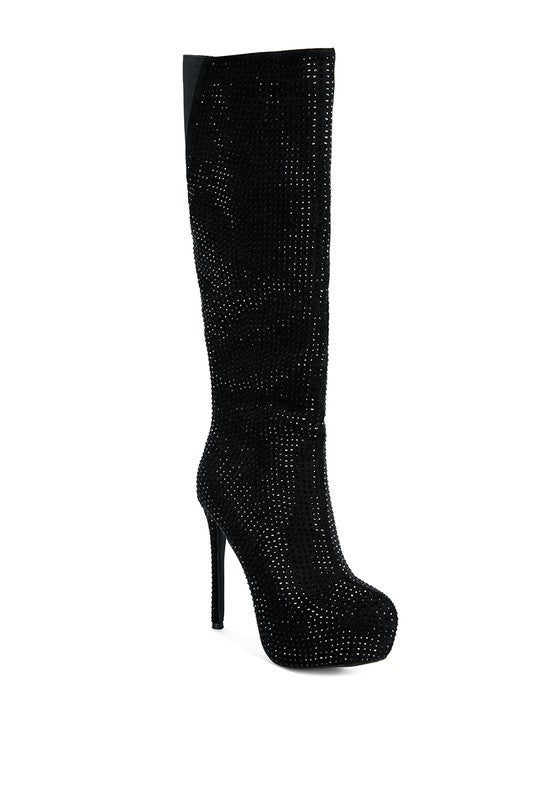 Rhinestone Embellished Stiletto Boots