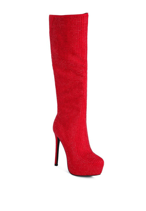 Rhinestone Embellished Stiletto Boots