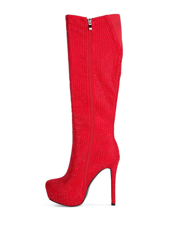 Rhinestone Embellished Stiletto Boots