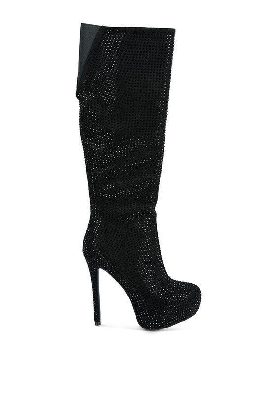 Rhinestone Embellished Stiletto Boots