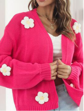 Floral Open Front Long Sleeve Cardigan