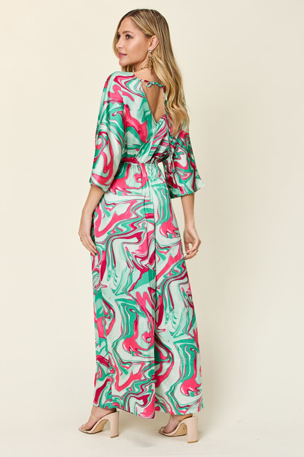 Half Sleeve Wide Leg Jumpsuit