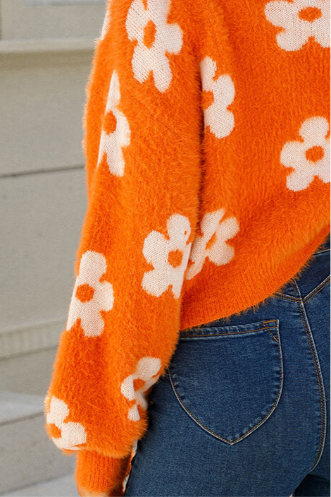 Fuzzy Floral Cardigan