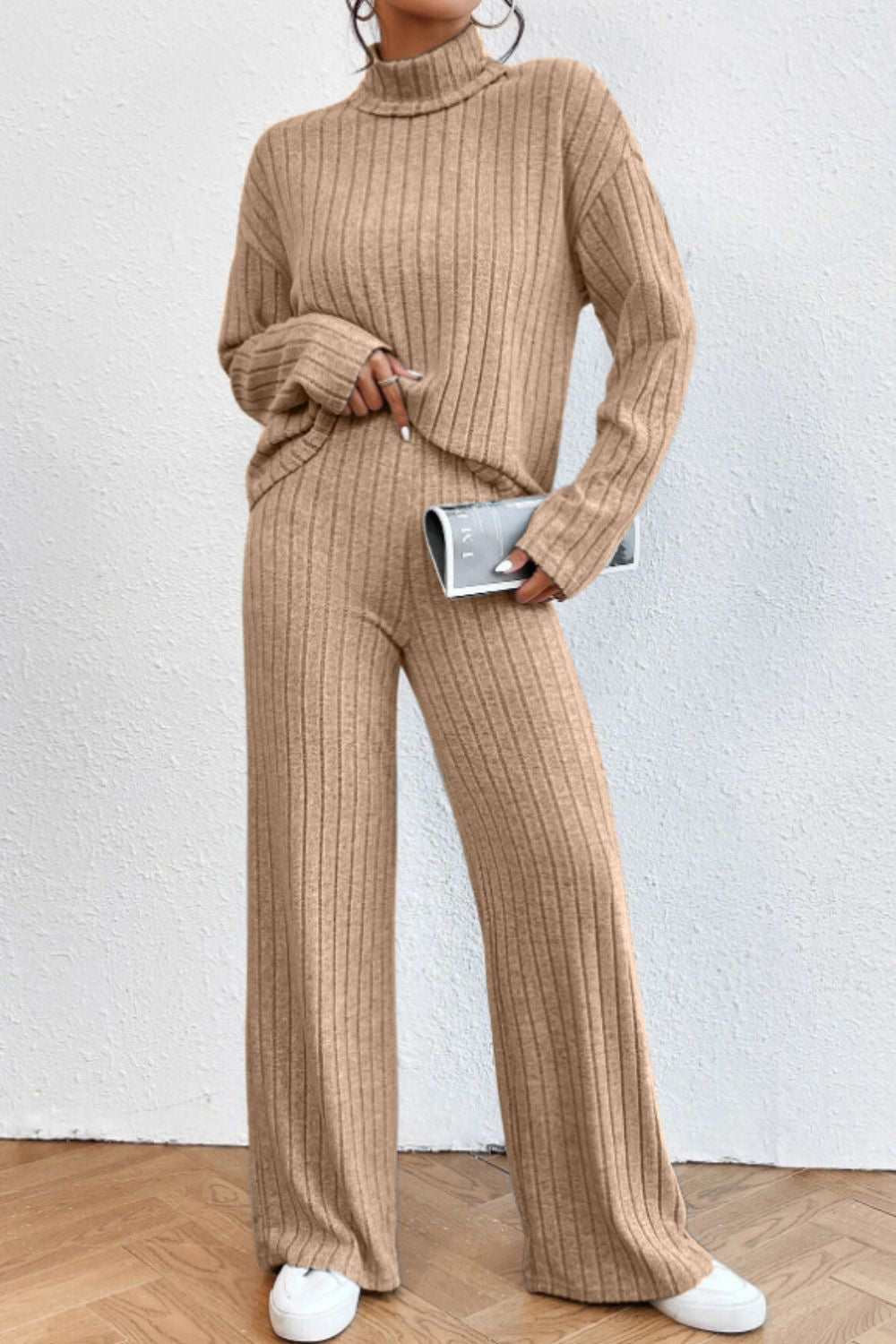 Turtleneck & Pant Ribbed Set