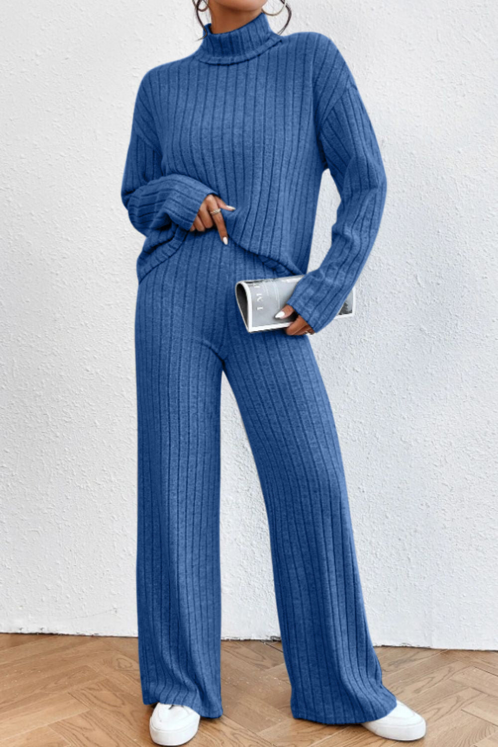 Turtleneck & Pant Ribbed Set