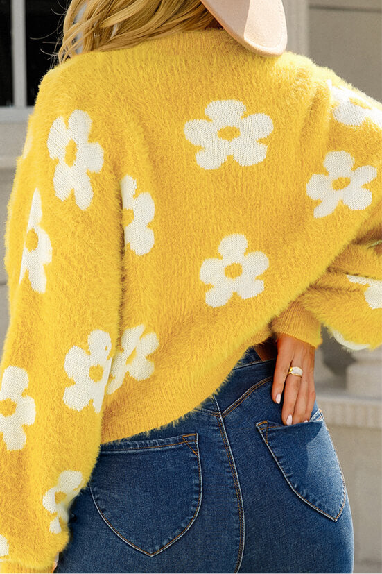 Fuzzy Floral Cardigan