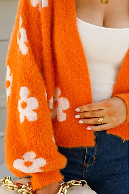 Fuzzy Floral Cardigan