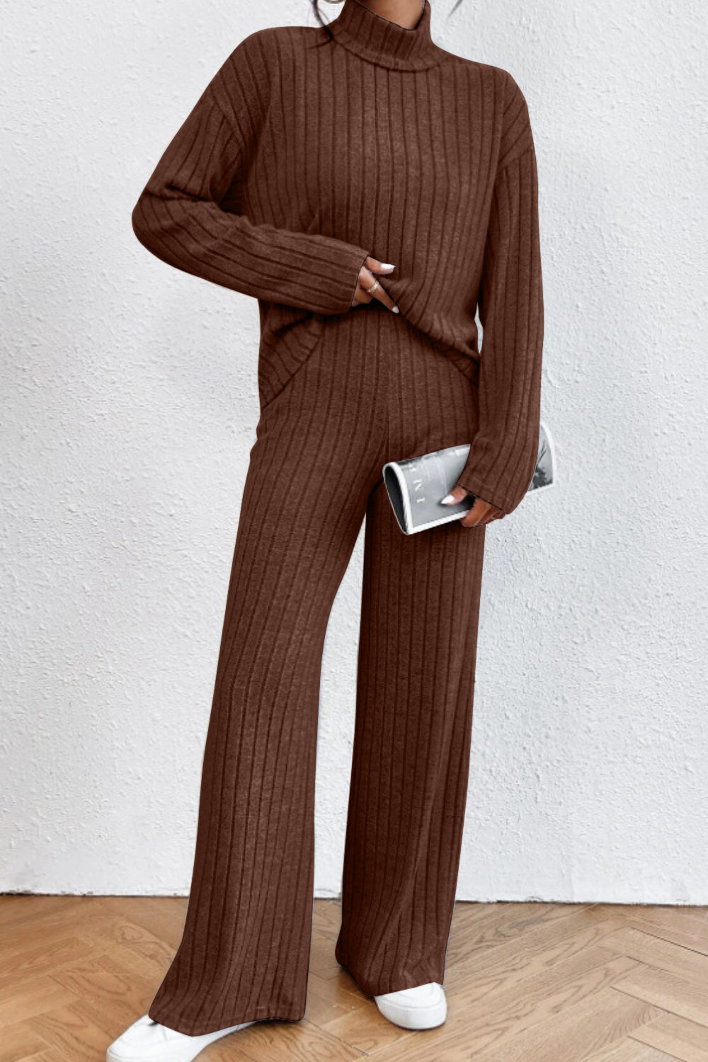 Turtleneck & Pant Ribbed Set