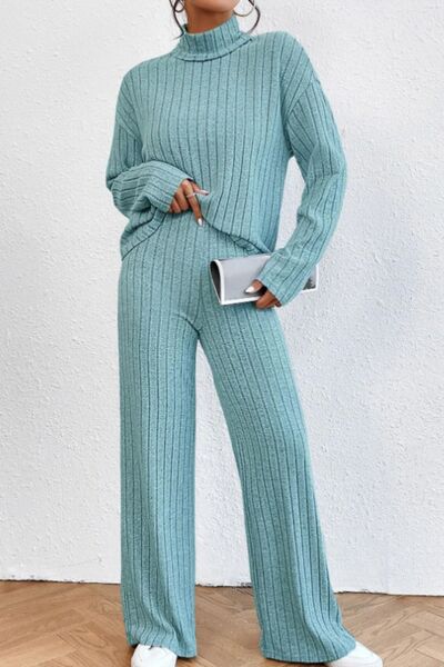 Turtleneck & Pant Ribbed Set