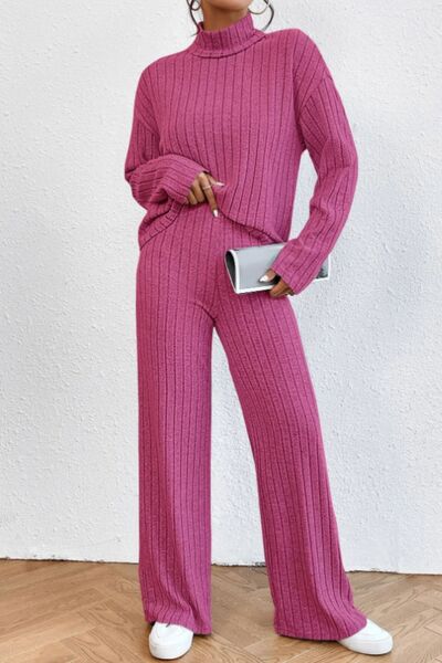 Turtleneck & Pant Ribbed Set