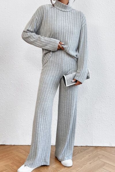 Turtleneck & Pant Ribbed Set