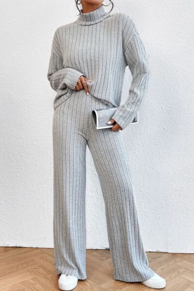 Turtleneck & Pant Ribbed Set