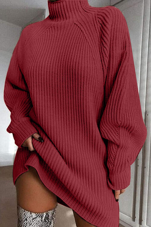 Mock Neck Mini Sweater  Dress