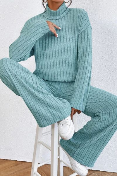 Turtleneck & Pant Ribbed Set